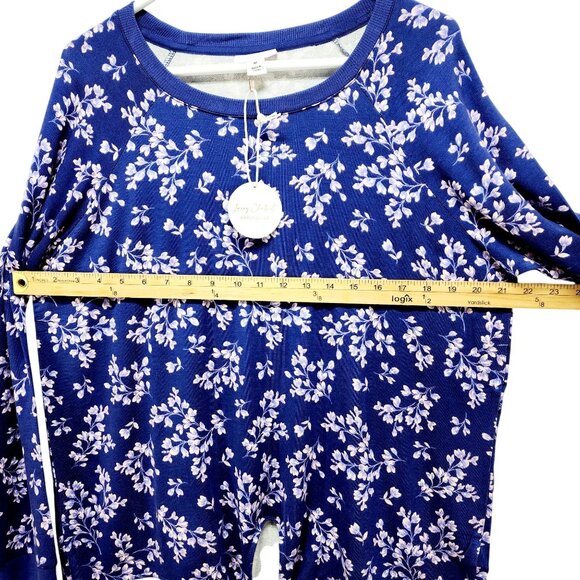 Lacey Chabert Collection Blue Floral Long Sleeve Tie-Front Womens Top Size M - Picture 8 of 10